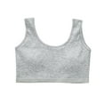 thumbnail image 1 of Girls Training Bras Cute Padded Bra Ribbed Seamless Wirefree Cotton Comfort Underwear Bralette Everyday Vest, Gray, S, 1 of 5