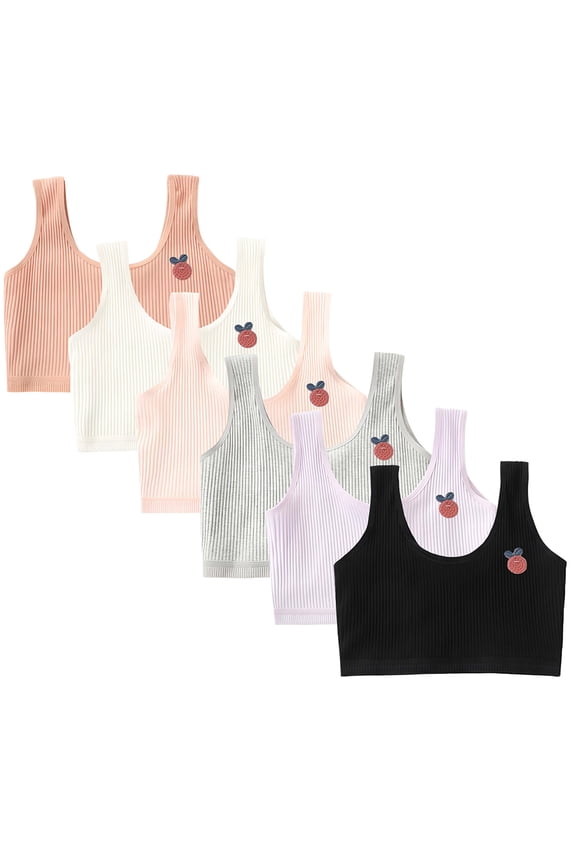 Girls Seamless Training Bras Thin Cotton Breathable No Wire Molded Microfiber Training Bras for Women Teens 7-13 Years