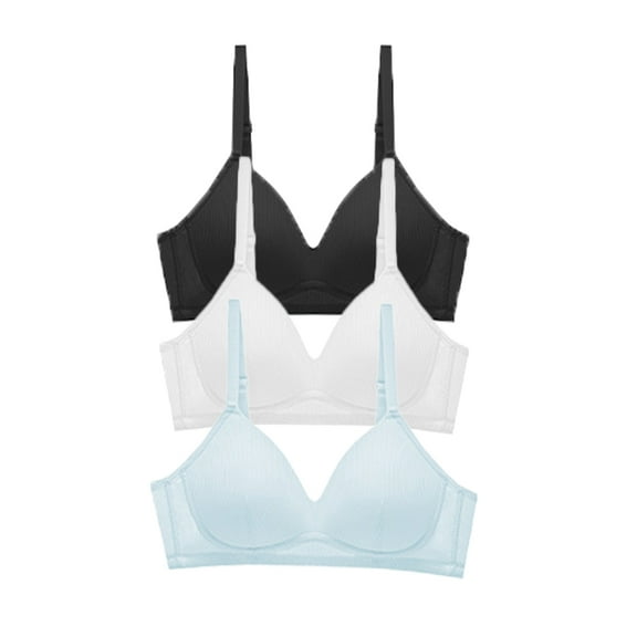 Girls' Training Bras Lightly Padded Thin Cotton Breathable Adjustable Straps Tween Bra No Wire A-Cup