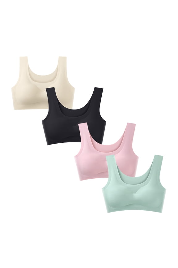 Girls' Training Bras Lightly PaddedThin Cotton Breathable No Wire Bras for GirlsAdjustable ABC-Cup