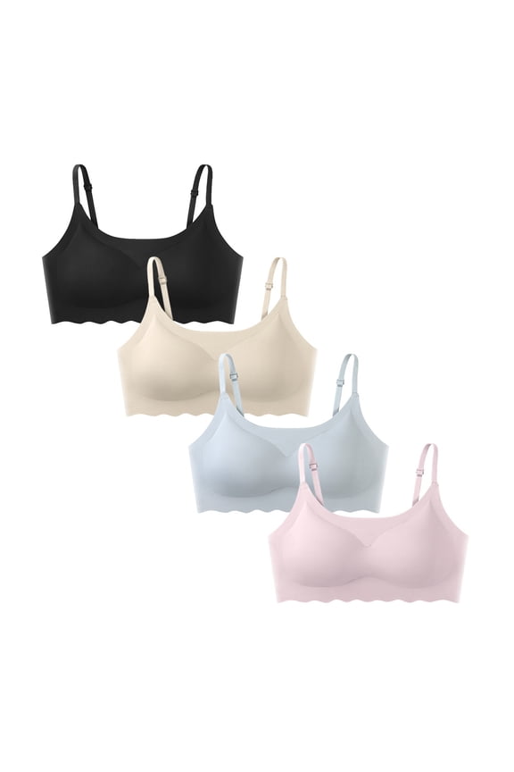 Girls' Training Bras Molded Microfiber Thin Cotton Breathable No Wire Little Girl BrasAdjustable ABC-Cup