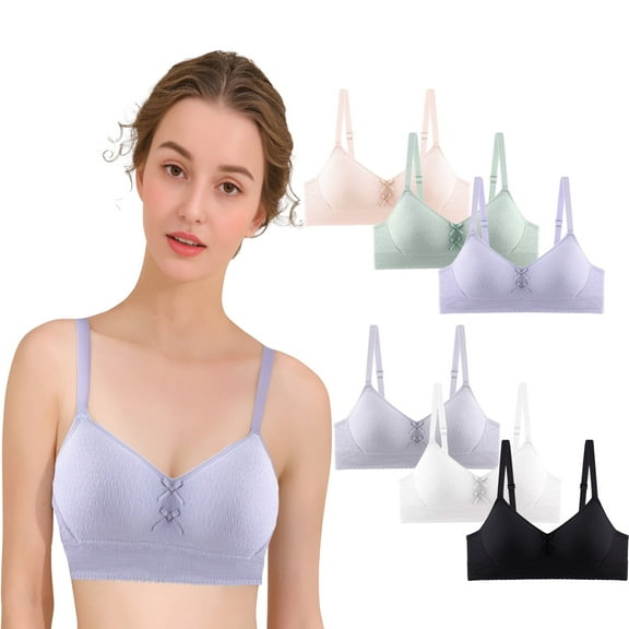 Juniors Teen Girls Light Cotton Training Bra，No Wires A-Cup Bras for Girls & Teens 12-18( 6 Pack)