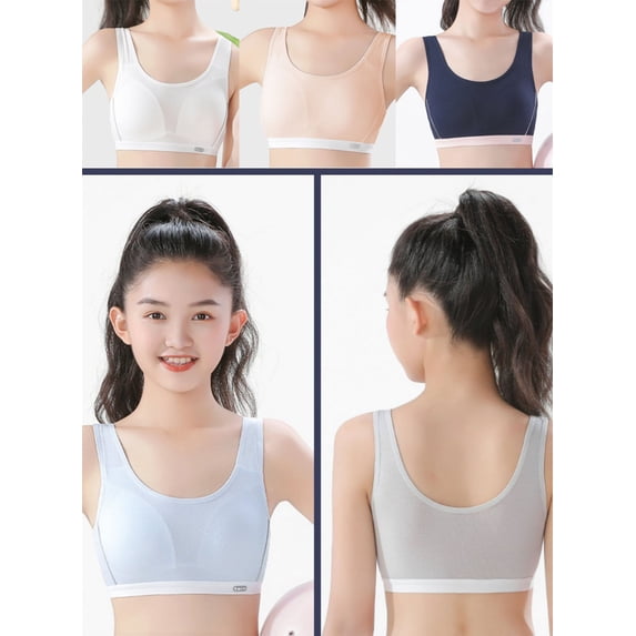 Girls Training Bras - Sports Bra Crew Neck Yoga Bra for Teens Comfort Dance Crop Underwear Top