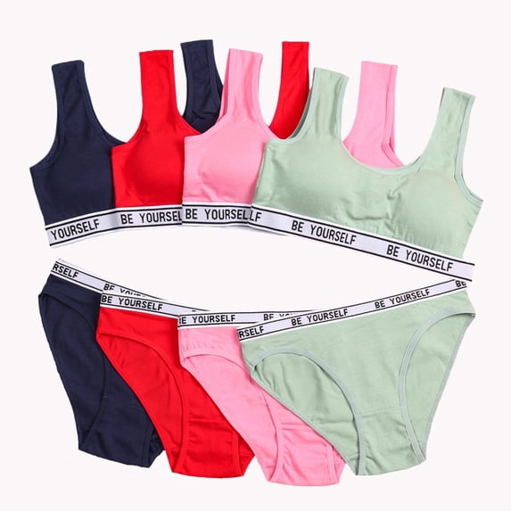 Girls Training Bras Teens Sports Bras for Kids 8-12 Years Cotton Comfortable Breathable Panties