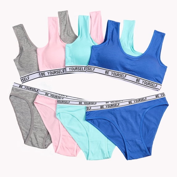 Girls Training Bras Teens Sports Bras for Kids 8-12 Years Cotton Comfortable Breathable Panties