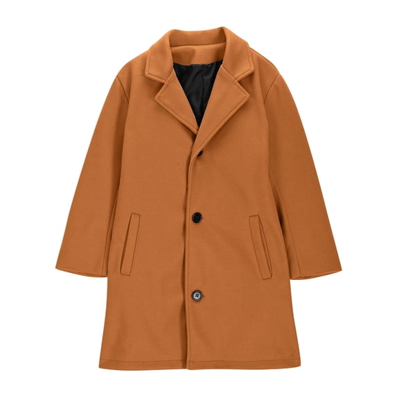 Girls Trench Coat Single Breasted Long Dress Coat Winter Windbreaker With Side Pockets