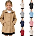 thumbnail image 1 of Girls Trench Coats Hooded Cute Windproof Wool Blend Peacoats Kid Girls Winter Jackets (Khaki), 1 of 6