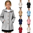 thumbnail image 1 of Girls Trench Coats Hooded Cute Windproof Wool Blend Peacoats Kid Girls Winter Jackets (Light Gray), 1 of 6