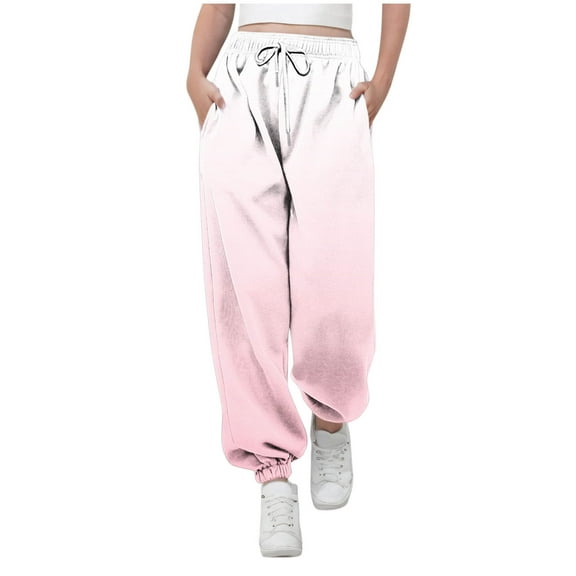 Girls Trendy Cargo Pants New Sweatpants for Teen Girls Fashion Gradient Sweat Pants Children Classic Drawstring High Waist Joggers Pinky 11 Years