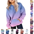 thumbnail image 1 of Girls Trendy Preppy Hooded Sweatshirt Oversized Long Sleeve Gradient Pullover with Pocket Casual Fall Winter Top for Kids 4T, 1 of 7