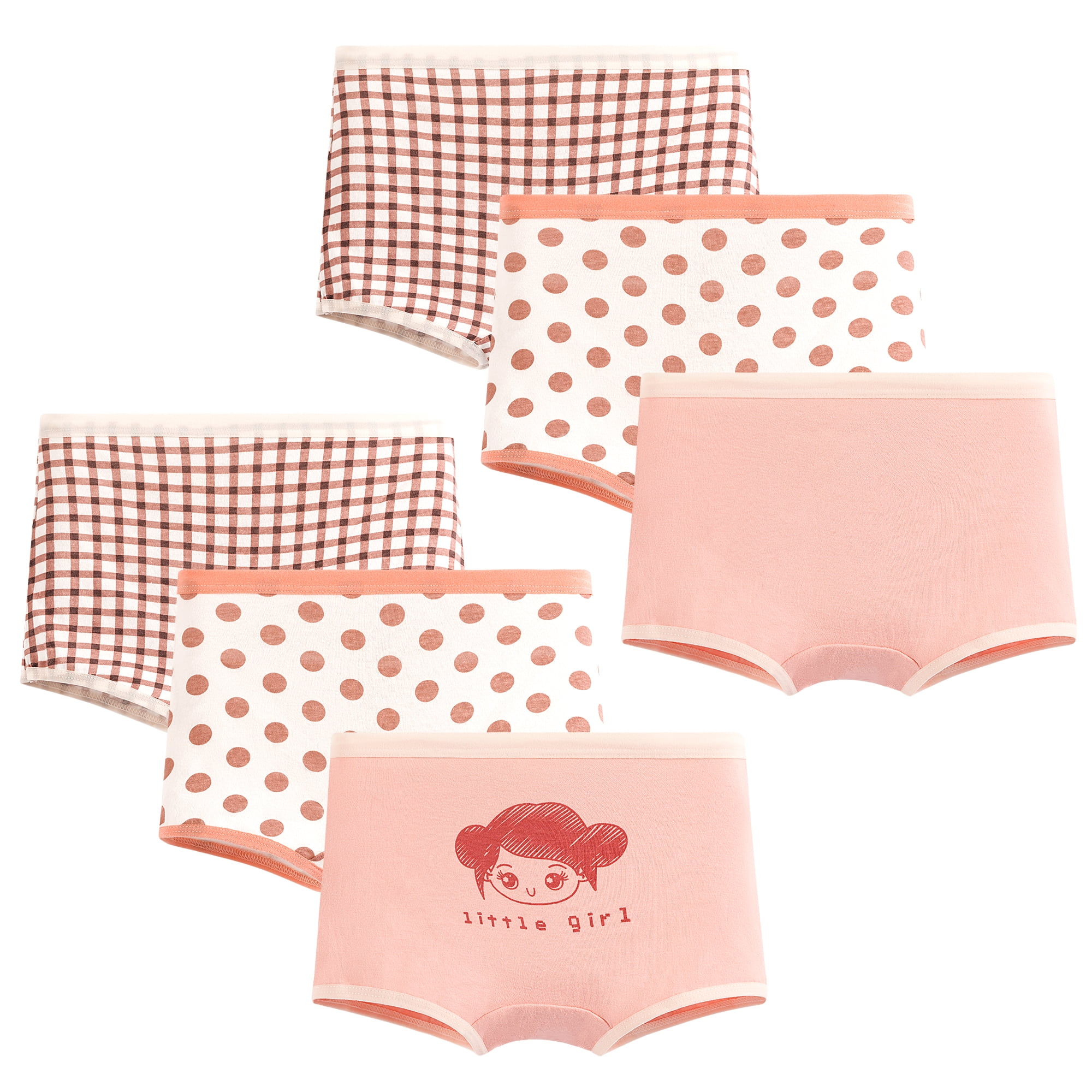 Girls' Triangle and Boxer Briefs, 6 Pairs of Pink Cotton Briefs for ...