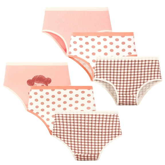 Girls' Triangle and Boxer Briefs, 6 Pairs of Pink Cotton Briefs for Girls Aged 2-12 Years Old