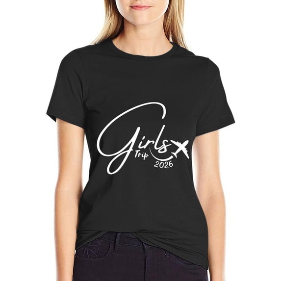 Girls Trip 2026 Women’s Cotton Short Sleeve T-Shirt HD Graphic Print Casual Crew Neck Tee XL