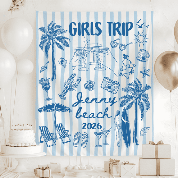 Girls Trip Beach Tapestry, Custom Vacation Trip Banner, Girls Beach Trip Decor, Beach Bachelorette Decor, Girls Weekend Gift