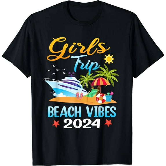 Girls Trip Beach Vibes 2024 Weekend Vacation Matching T-Shirt