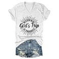 thumbnail image 1 of Girls Trip Cheaper Than 2024 Letter Printed V Neck T Shirt, 1 of 4