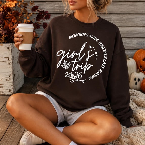 Girls Trip Matching Sweatshirt, Personalized Year Friends Graphic, Fall Trip Style