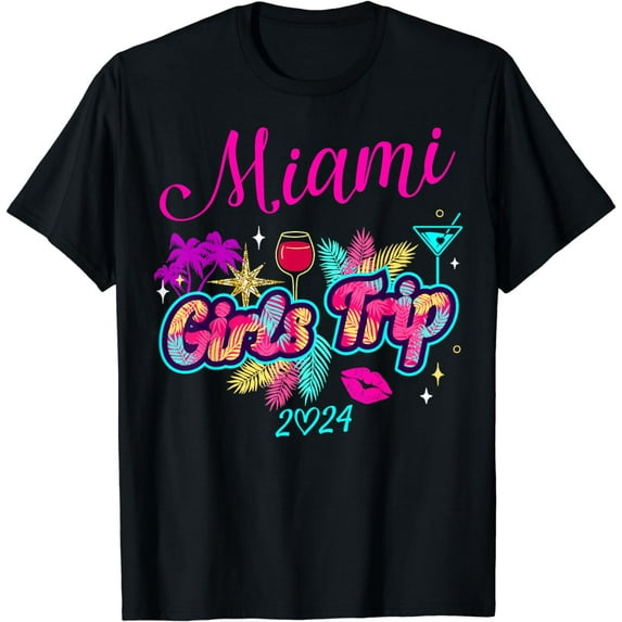 Girls Trip Miami 2024 Beach Womens Weekend Birthday Squad T-Shirt