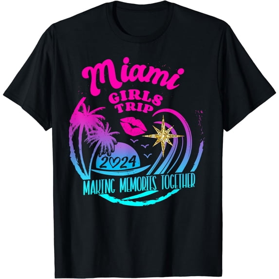Girls Trip Miami 2024 Beach Womens Weekend Birthday Squad T-Shirt