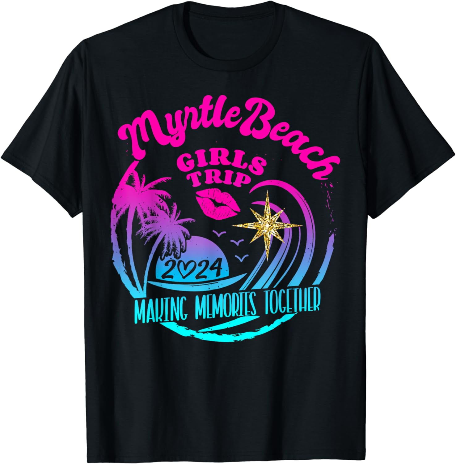 Girls Trip Myrtle Beach 2024 Women Weekend Birthday Squad Cotton T