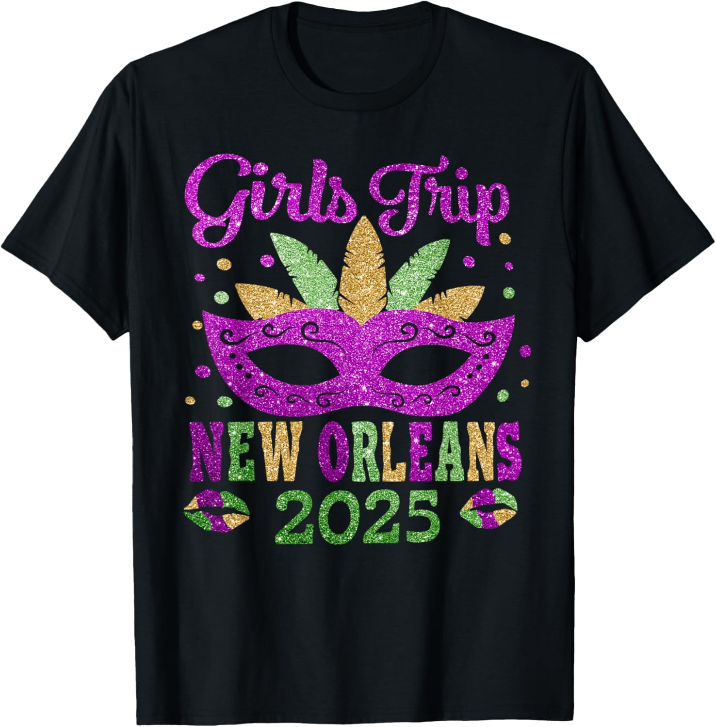 Girls Trip New Orleans 2025 Mardi Gras Mask Beads Matching TShirt