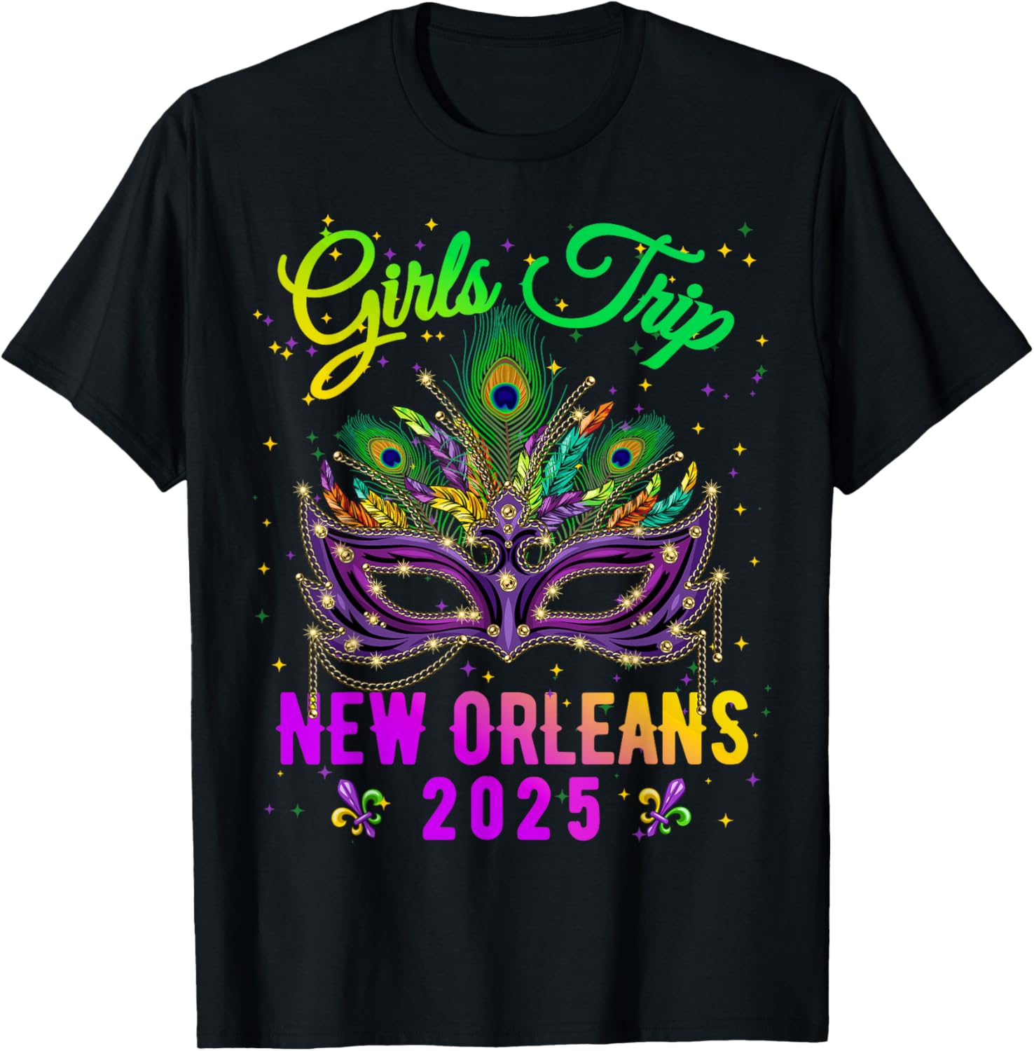 Girls Trip New Orleans 2025 Mardi Gras Mask Friends Vacation TShirt