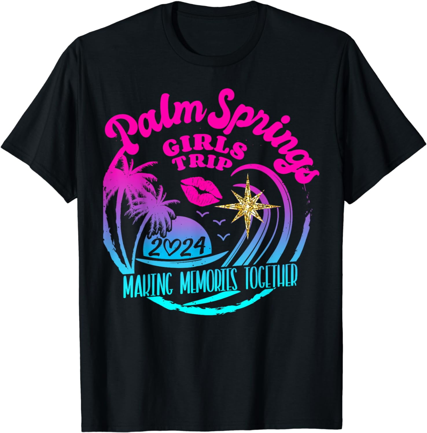 Girls Trip Palm Springs 2024 Womens Weekend Birthday Squad Cotton T