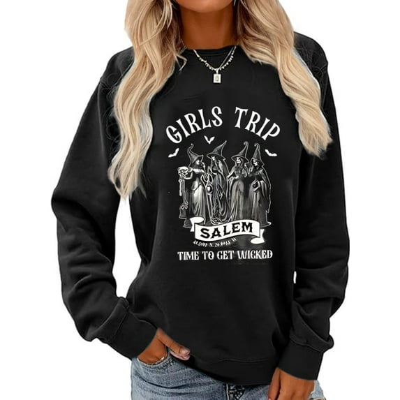 Girls Trip Salem Sweatshirt for Women Witches Vintage Salem Witch Shirts Time To Get Wicked Pullover