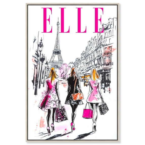 Girls Trip to Paris Cover Canvas Print Fashion Art by Art Remedy, Silver Frame, 30 x 45