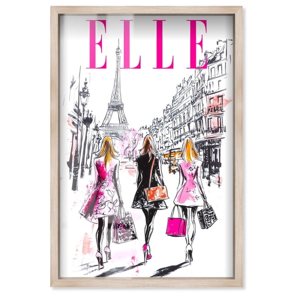 Girls Trip to Paris Cover Shadowbox Print Fashion Art by Art Remedy, Blonde Frame, 10 x 15