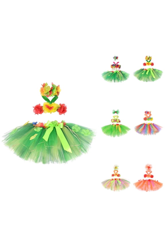 Girls Tropical Luau Party Dress & Tutu Set, 2 Sizes (Girls, Baby) for Beach Bonfire Dance Performance and Theme Celebration
