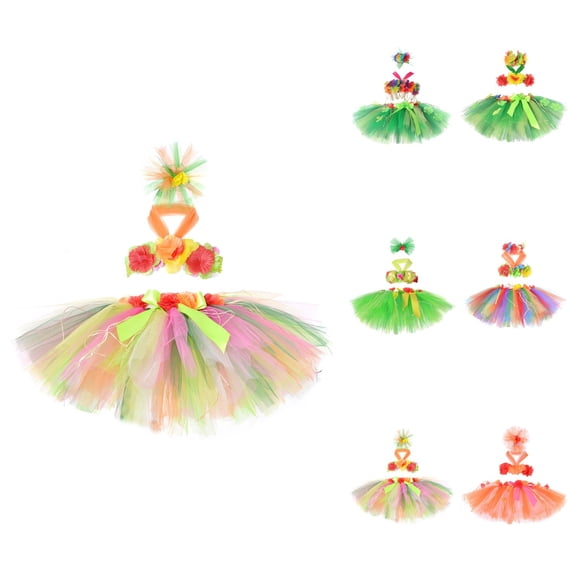 Girls Tropical Luau Party Dress & Tutu Set, 2 Sizes (Girls, Baby) for Beach Bonfire Dance Performance and Theme Celebration