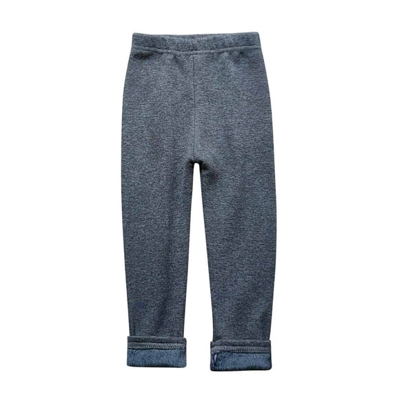 Girls Trousers New Kids Elastic Pants Girls Fleece Lined Leggings Winter Pants Warm Toddler Kids Thermal Leggings Trousers Girls Cotton Pants Gray 4-5 Years