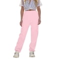 thumbnail image 1 of Girls Trousers Pants with Pockets Girls Casual Cargo Pants, Elastic High Waisted Outdoor Hiking Jogger Pants, Wide Leg Loose Athletic Trousers with Pockets Sweatpants for Teen Boys 5Y, 1 of 8