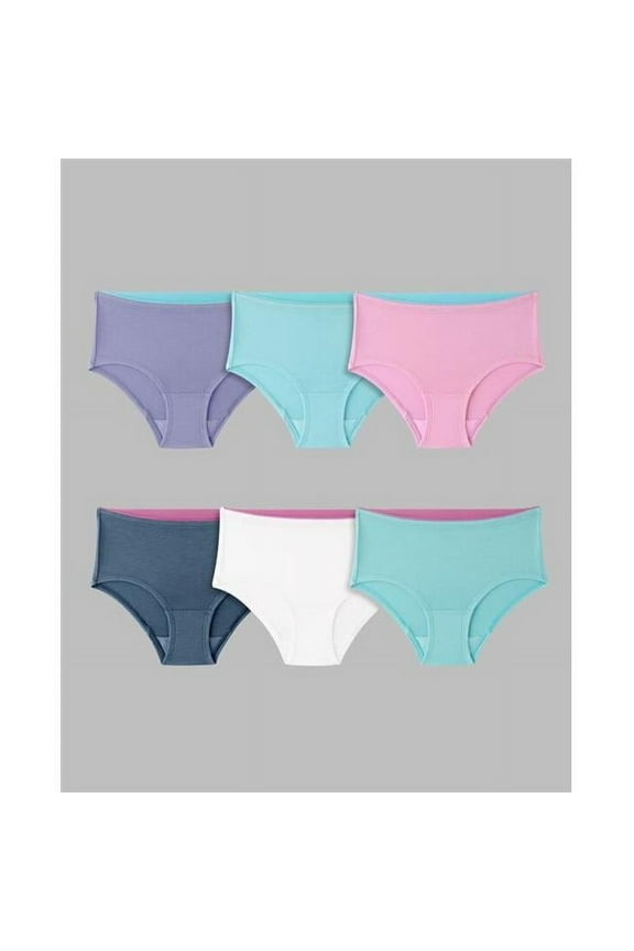 Girls' True Comfort 360 Stretch Brief Underwear, 6 Pack