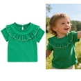 thumbnail image 1 of Girls Tshirt Crew Neck Short Sleeve Green Shirt for Girls Basic Plain Kids Girl Tops 4-5 Years, 1 of 6