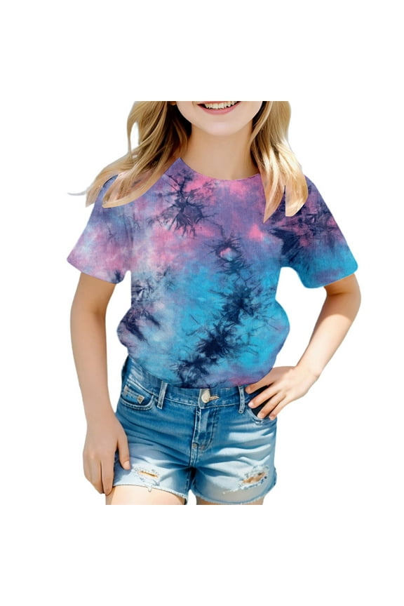 Girls Tshirt Short Sleeve Casual Summer Tops Cotton Tee Tops Modern Fit Back To School Kids Shirts Dressy Girl Clothes Outifit