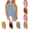 thumbnail image 1 of Girls Tshirt Sleeveless Button Down Tees Tops Slim Fit Girls Tee Shirts Size 7-8 Years, 1 of 6