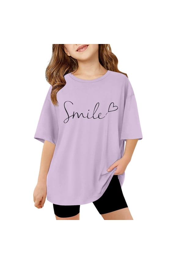 Girls Tshirt Solid Color Short Sleeve Basic Layering Tee Baggy Back To School Outfits for Teen Girls Hanukkah Casual Summer Tops