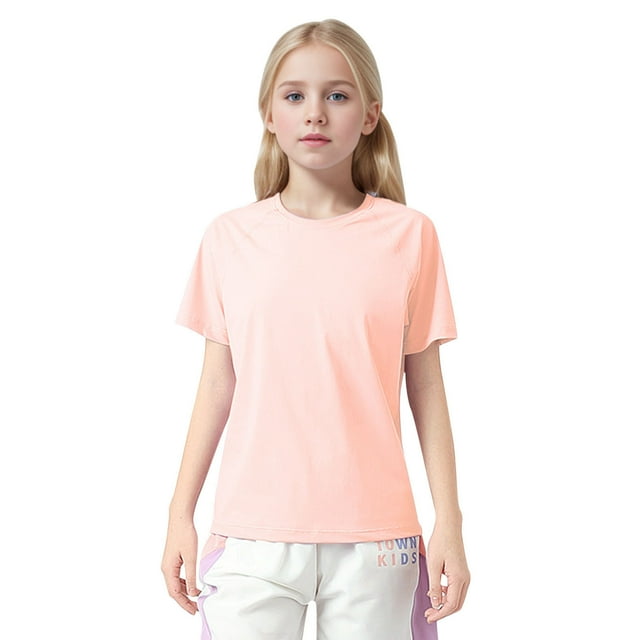 Girls Tshirts Basic Running T Shirts Sports Tee Shirts Solid Short Sleeve T-Shirt Unisex Child Kids Sport Tee Tops