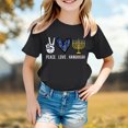 thumbnail image 1 of Girls Tshirts Basic Style Graphic Print Crew Neck Short Sleeve Tee for Everyday Wear Girls Tops Black 3 Years-4 Years, 1 of 4