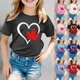 thumbnail image 1 of Girls Tshirts Canada Flag Print Short Sleeve Crewneck Casual Basic T Shirt Top Girls' Tops Red 4-5 Years, 1 of 5