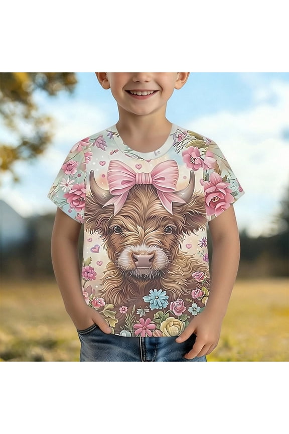 Girls Tshirts Casual Star Print Short Sleeve Tee Soft Comfortable Everyday Girls' Tops Pink 1-2 Years