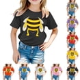 thumbnail image 1 of Girls Tshirts Children Honey Bee Graphic Tee Short Sleeve Loose Fit Top Girls' Tops Orange 2-3 Years, 1 of 4