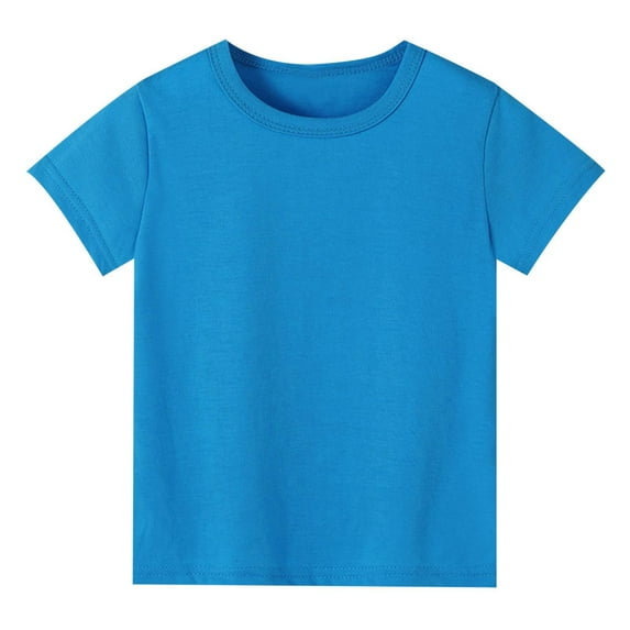 Girls Tshirts Crewneck Short Sleeve Basic Tees Blue T Shirts Girls Athletic Shirts for Girls 5-6 Years