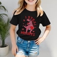 thumbnail image 1 of Girls Tshirts Dinosaur Print Crew Neck Short Sleeve Tee for Casual Wear Girls Tops Black 2 Years-3 Years, 1 of 5