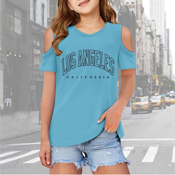 Girls Tshirts Graphic Short Sleeve T Shirts Cut-Out Design Casual Crewneck Basic Tees Shirts for Girls 4-5 Years