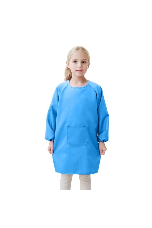 Girls Tshirts Kids Art Smock Apron With Pocket Artist Painting Aprons Smocks With Long Sleeve Tops Tees Blouses