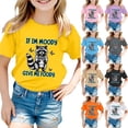 thumbnail image 1 of Girls Tshirts Kids Funny Raccoon If Im Give Foody Animal Print Crewneck Short Sleeve Girls' Tops White 12-13 Years, 1 of 6