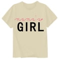 thumbnail image 1 of Girls Tshirts Letter Print Breathable Short Sleeve Crew Neck Tee for Everyday Wear Girls' Tops Tees Blouses Beige 1 Years-2 Years, 1 of 2